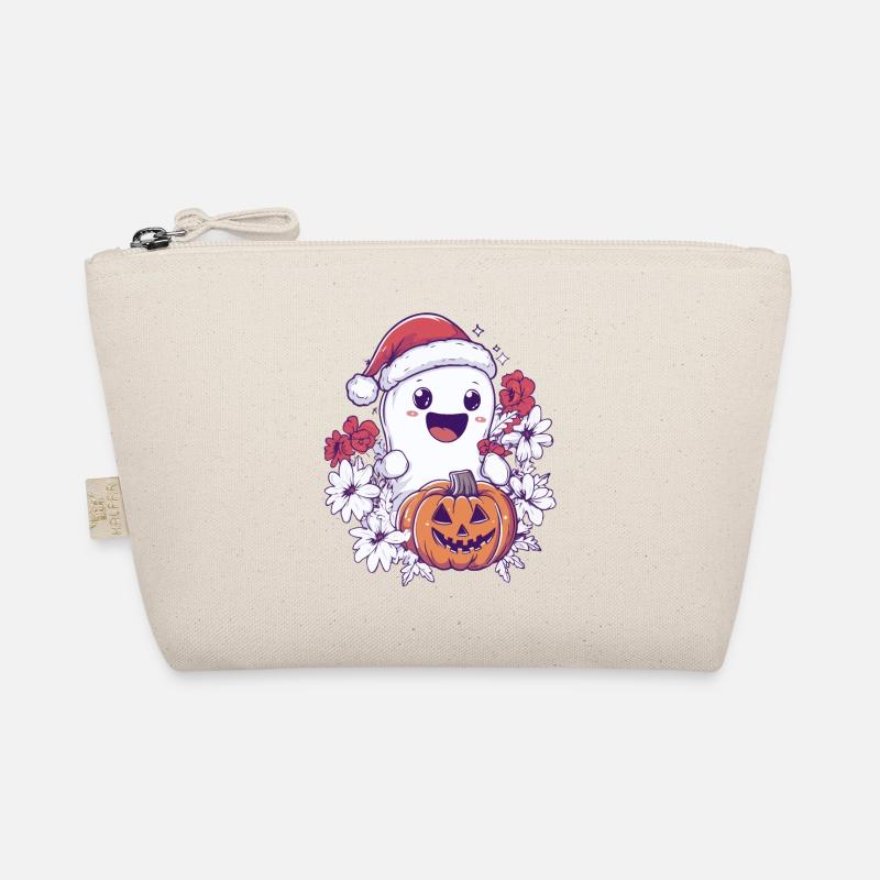 Halloween Gift Ghost with Christmas Hat Decoration Organic Pouch