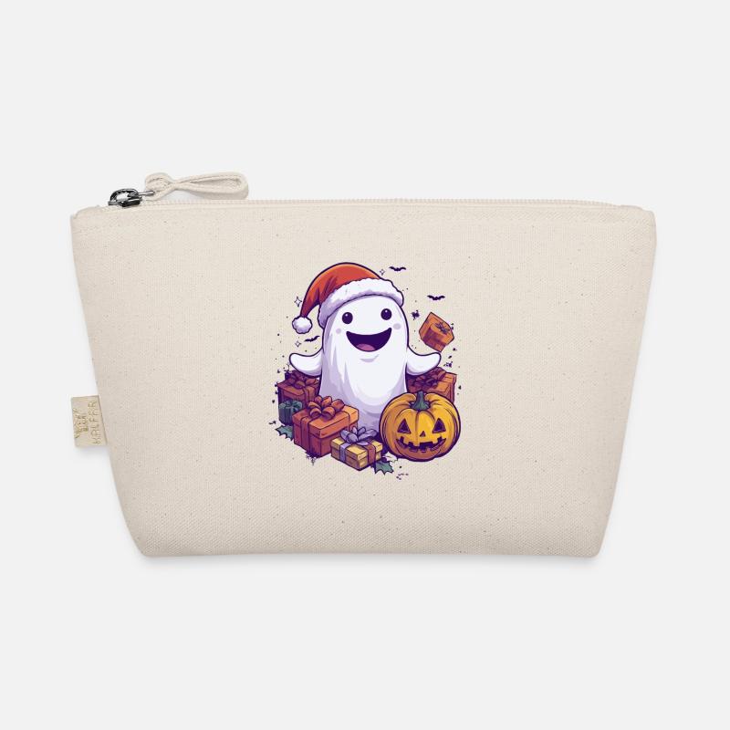 Halloween Gift Ghost with Christmas Hat Decoration Organic Pouch