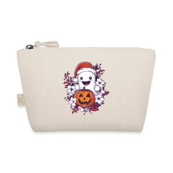 Halloween Gift Ghost with Christmas Hat Decoration - Organic Pouch - nature - Front