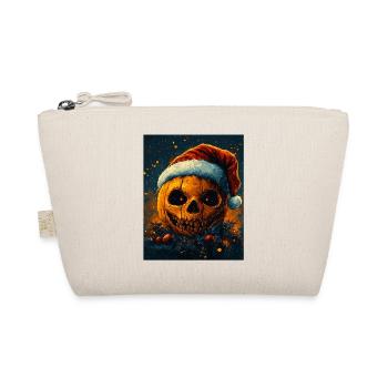 Halloween Gift Pumpkin with Santa Hat Decoration - Organic Pouch - nature - Front