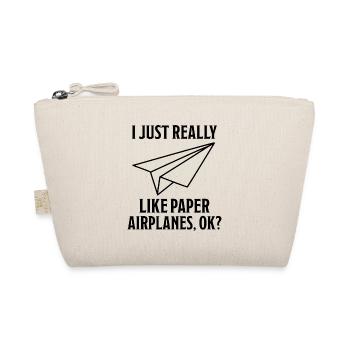 Papierflieger Spruch Witz Papierflugzeug Geschenk - Bio-Täschchen - Natur - Vorne