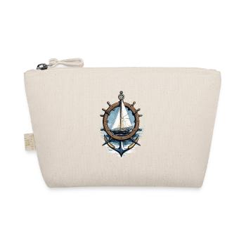 Captain Steering Wheel Anchor Sailboat Adventure - Organic Pouch - nature - Front