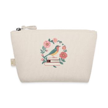 Cottagecore Flowers Bird Book Illustration - Organic Pouch - nature - Front