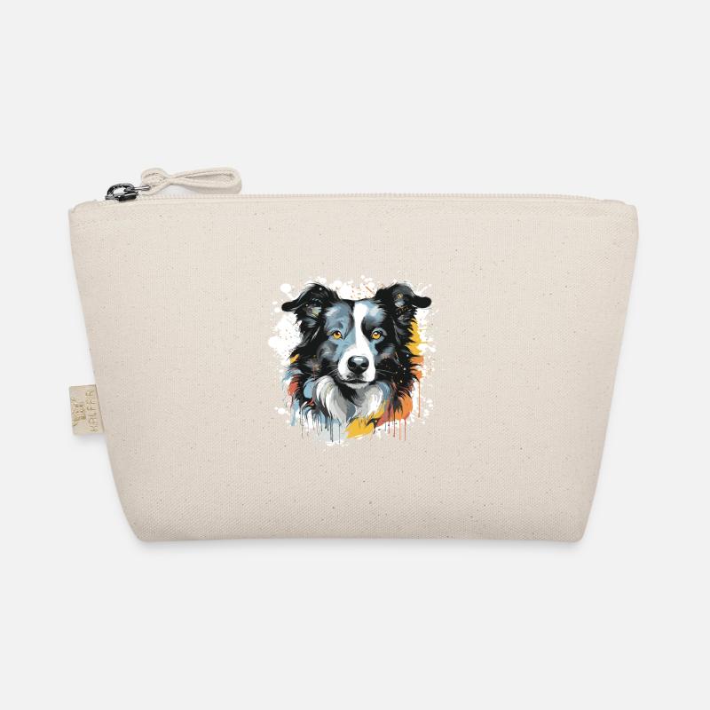 Border Collie Dog Head Portrait Pop Art Organic Pouch