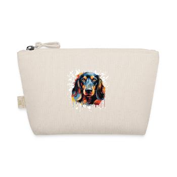 Dachshund Hund Kopf Porträt Dackel Pop Art - Bio-Täschchen - Natur - Vorne