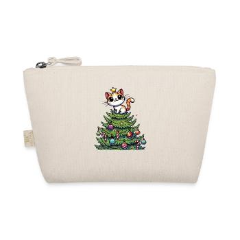 Funny Cat Christmas Tree Whimsical - Organic Pouch - nature - Front