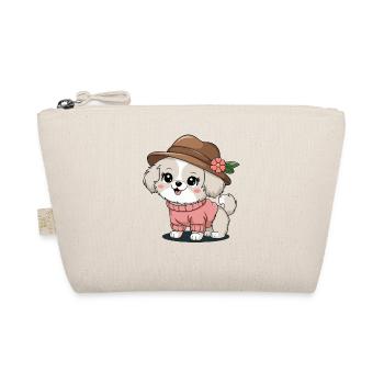Cute dog with hat and sweater - Organic Pouch - nature - Front