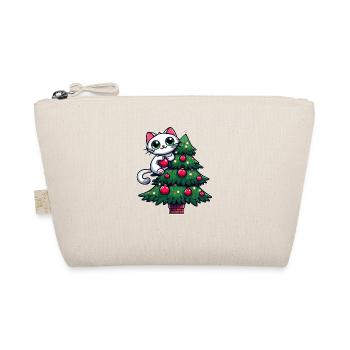 Cute Cat Christmas Comic Christmas Tree - Organic Pouch - nature - Front