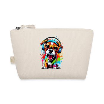 Hund mit Kopfhörer und Sonnenbrille - Bio-Täschchen - Natur - Vorne