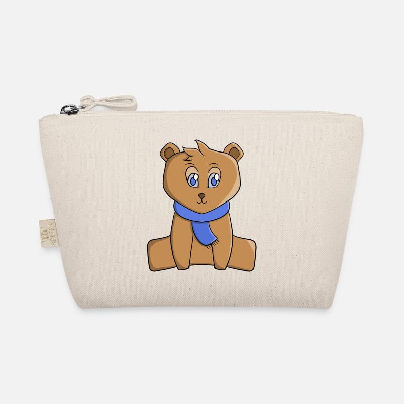 Teddybär mit blauem Schal Bio-Täschchen