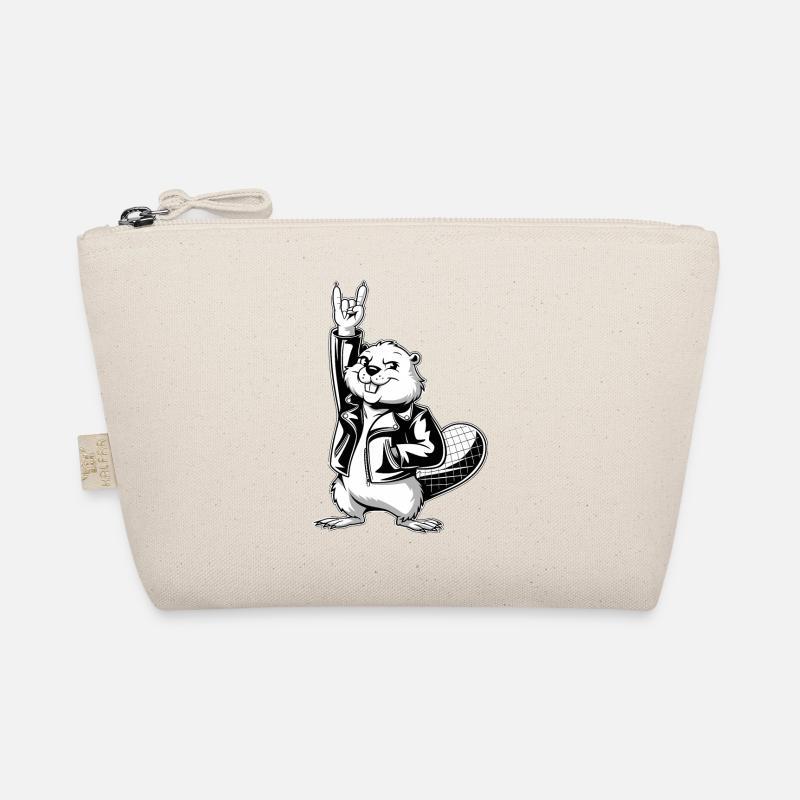 Cooler Biber Rockt Lederjacke Bio-Täschchen