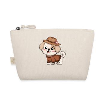 Cute dog with hat and sweater - Organic Pouch - nature - Front