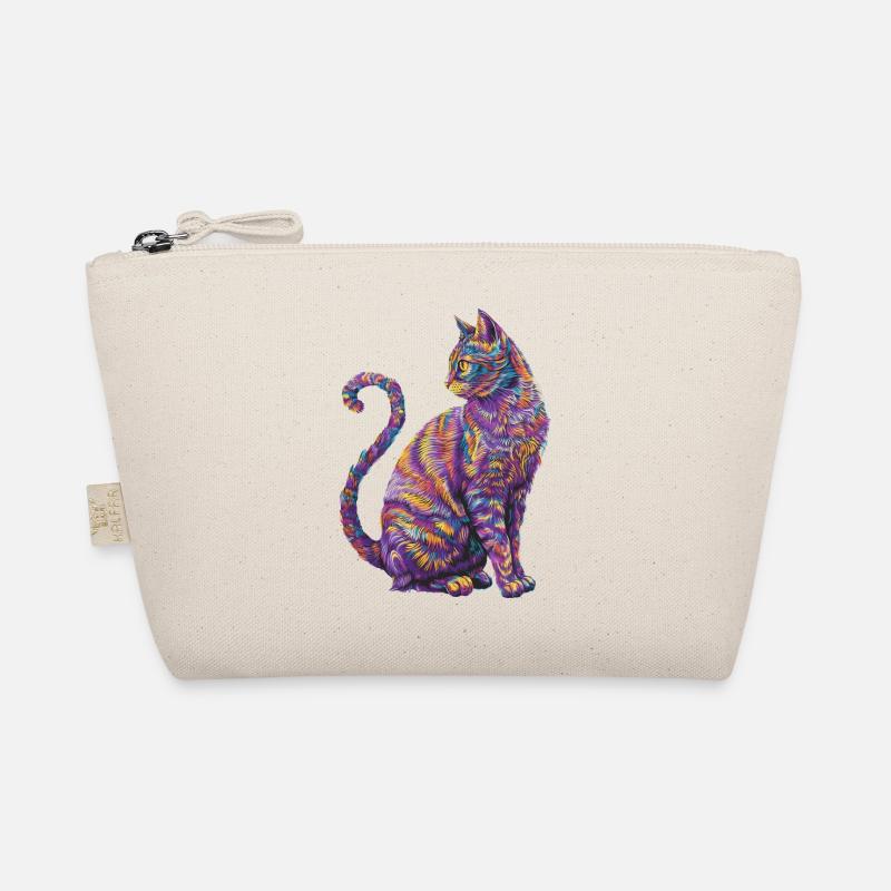 Lebendige psychedelische Katze - Bunte Katzenkunst Bio-Täschchen