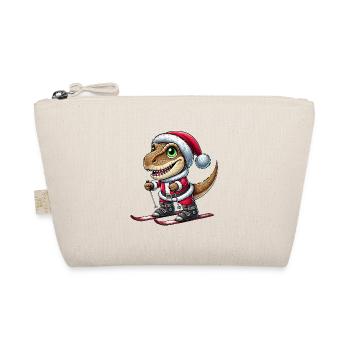 Christmas Dino Skier Trex Santa Claus - Organic Pouch - nature - Front