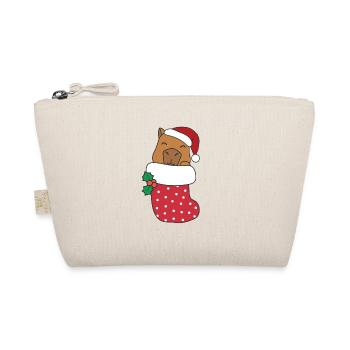 Cute Capybaras in Christmas Socks for Christmas - Organic Pouch - nature - Front