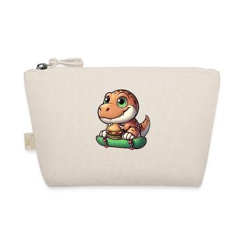 T-Rex Dinosaur Skateboard Cheeseburger Fun - Organic Pouch - nature - Front