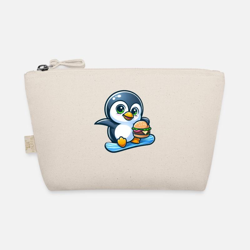Cool pingouin snowboarder avec burger Trousse biologique