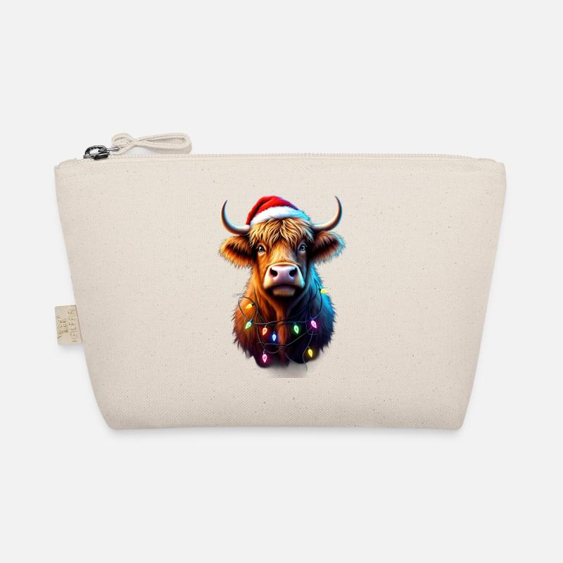 Vache écossaise des Highlands avec lumières de Noël Trousse biologique