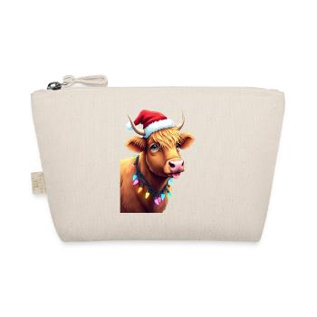 Christmas Highland Cow With Fairy Xmas Lights - Organic Pouch - nature - Front