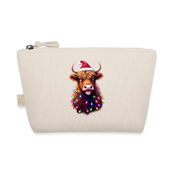 Christmas Highland Cow With Xmas Lights - Organic Pouch - nature - Front