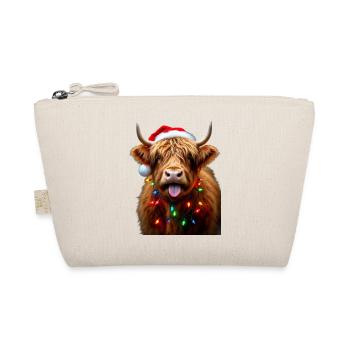 Vache écossaise des Highlands avec breloque des lumières de Noël - Trousse biologique - nature - Devant