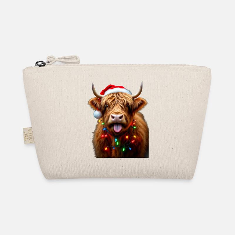 Vache écossaise des Highlands avec breloque des lumières de Noël Trousse biologique