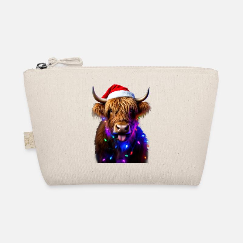 Vache écossaise des Highlands avec lumières de Noël Trousse biologique
