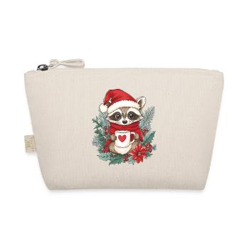 Raccoon Coffee Christmas Women Men Children - Organic Pouch - nature - Front