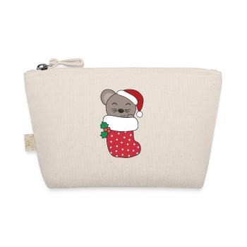 Cute Mice in Christmas Sock for Christmas Mouse - Organic Pouch - nature - Front