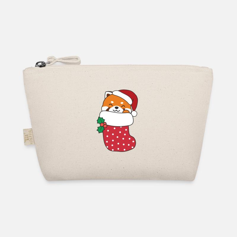 Cute Red Pandas in Christmas Socks Organic Pouch