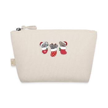 Cute Mice in Christmas Sock for Christmas Mouse - Organic Pouch - nature - Front