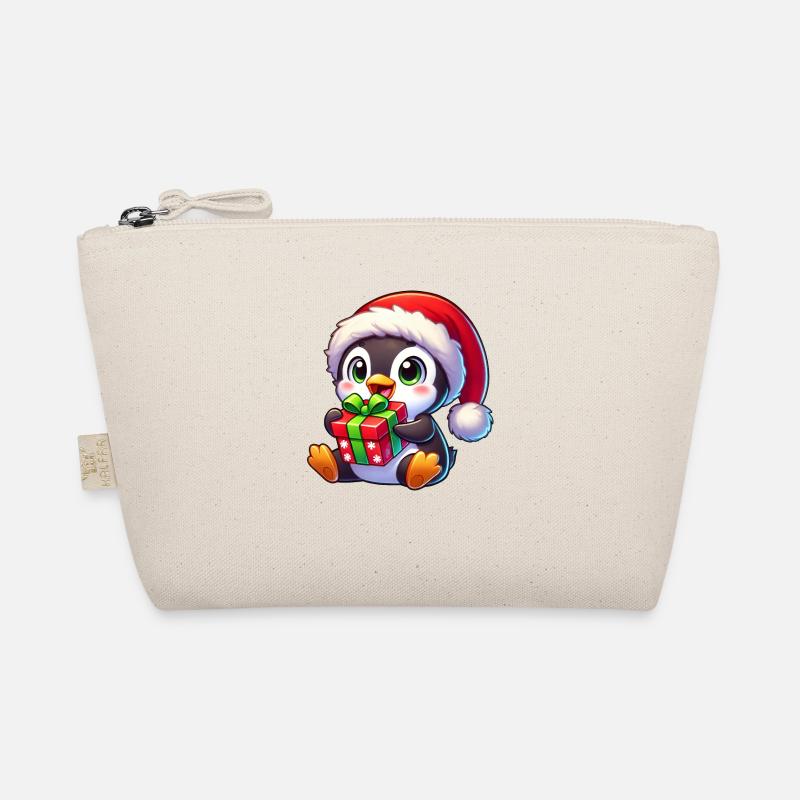 Weihnachtspinguin mit Geschenk lustiger Stil Bio-Täschchen