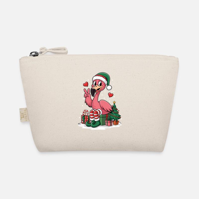 Flamingo Elfe Weihnachten Friedenshand Bio-Täschchen