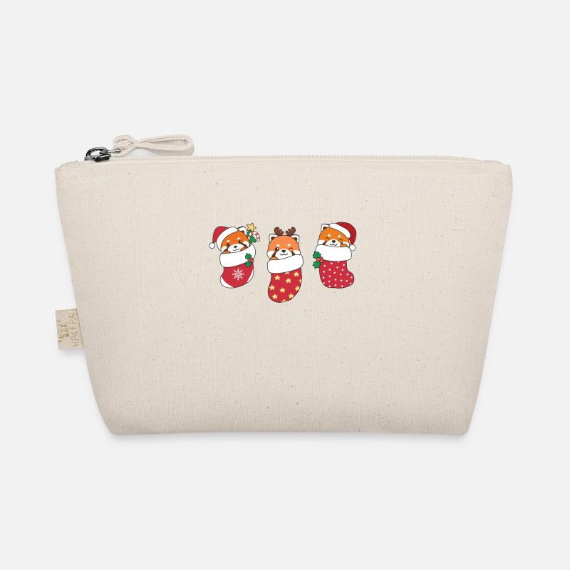 Cute Red Pandas in Christmas Socks Organic Pouch