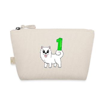 Zahl 1 Nummer Eins - Samojede Hund Motiv - Bio-Täschchen - Natur - Vorne