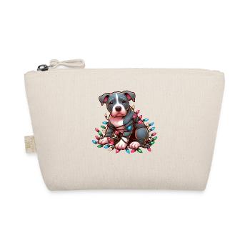 Pitbull drôle avec des guirlandes lumineuses pour Noël - Trousse biologique - nature - Devant
