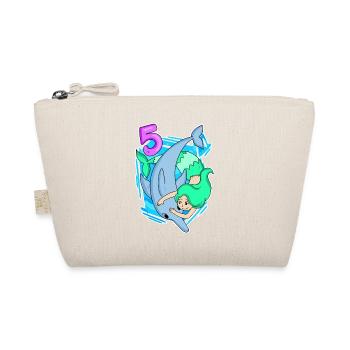 5th Birthday Motif Dolphin - 5 years - Organic Pouch - nature - Front