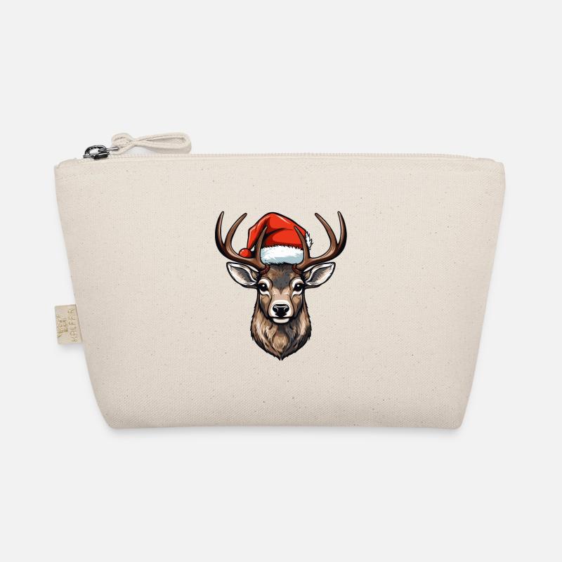 Deer Head Christmas Portrait Organic Pouch
