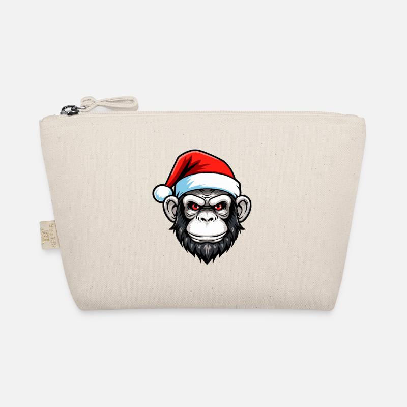 Monkey Head Christmas Portrait Organic Pouch