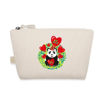 Panda mit roten Luftballons und Konfetti. - Bio-Täschchen - Natur - Vorne