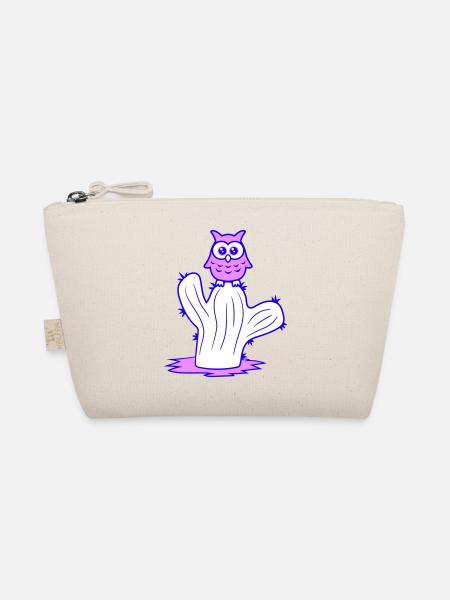 Cactus Owl Sitting Cacti Night Bird Cute Cute - Organic Pouch - nature - Front