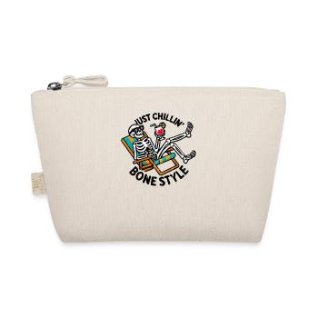 Just Chillin Bone Style Happy Scary Day Skeleton - Organic Pouch - nature - Front