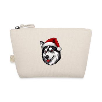 Portrait de Noël tête de chien husky - Trousse biologique - nature - Devant