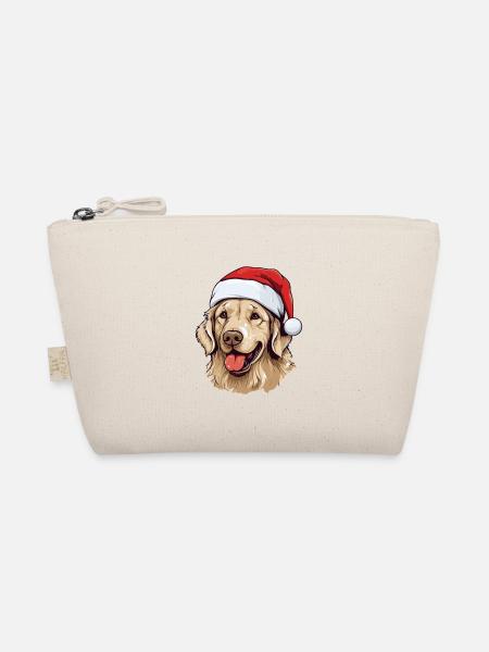 Golden Retriever Hund Kopf Weihnachten Portät - Bio-Täschchen - Natur