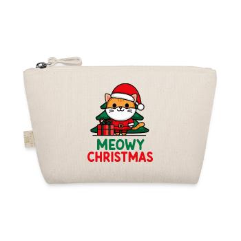 Festive Cat Santa Illustration - Organic Pouch - nature - Front