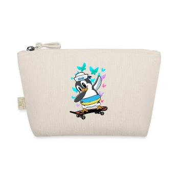 Penguin Skater Skating Skateboard Kids Child - Organic Pouch - nature - Front