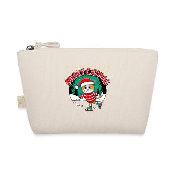Christmas Cat Merry Catmas Winter Skate - Organic Pouch - nature - Front