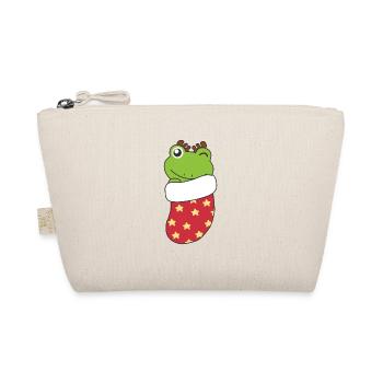 Cute frogs in Christmas sock for Christmas - Organic Pouch - nature - Front