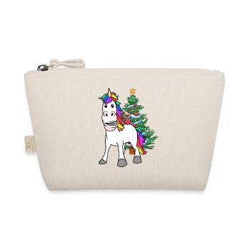 Weihnachten Kind Kinder Bescherung Einhorn Teddy - Bio-Täschchen - Natur - Vorne