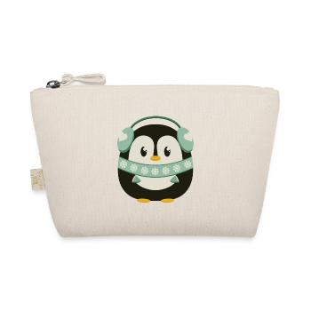 Cute penguin with ear warmers in winter mode - Organic Pouch - nature - Front